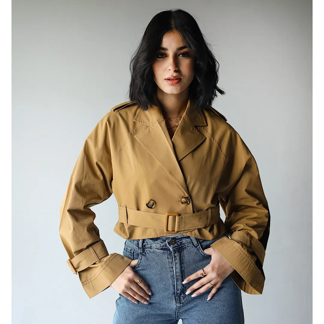 Oversized short trench jacket