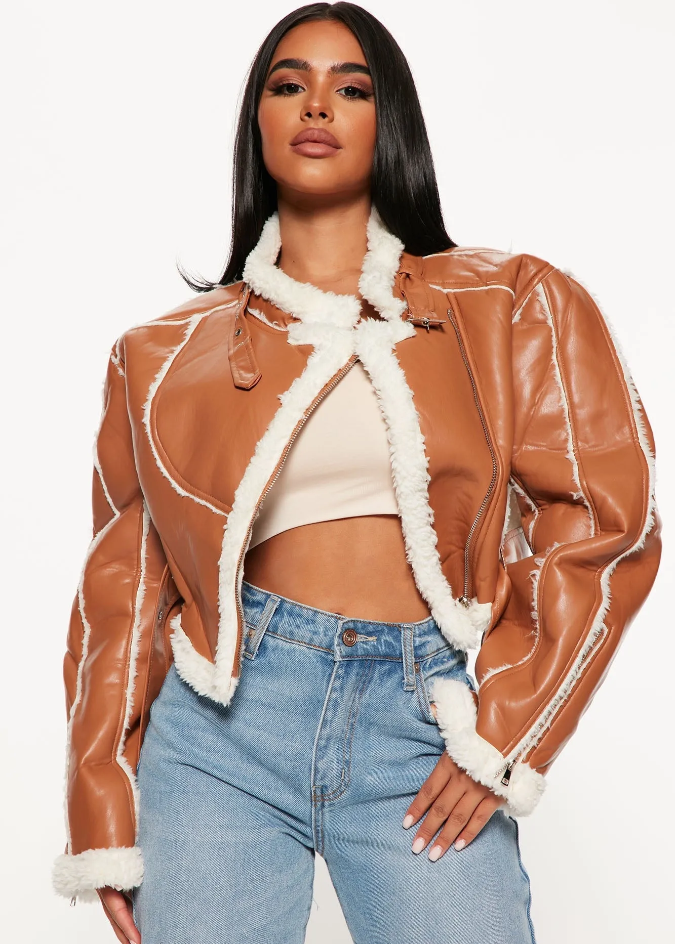 Paristera Eco-Leather Cropped Jacket