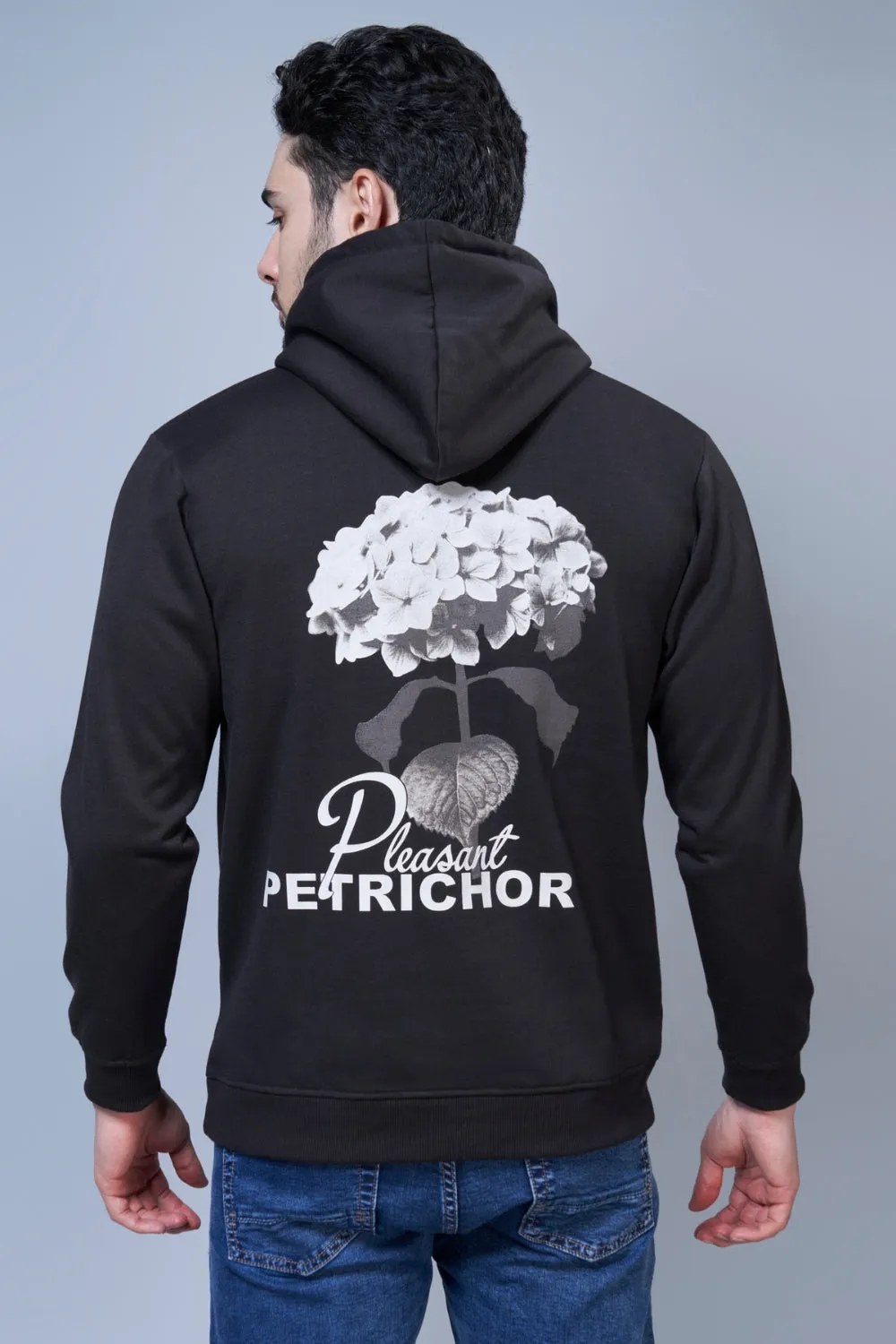 Petrichor Printed Black Hoodie