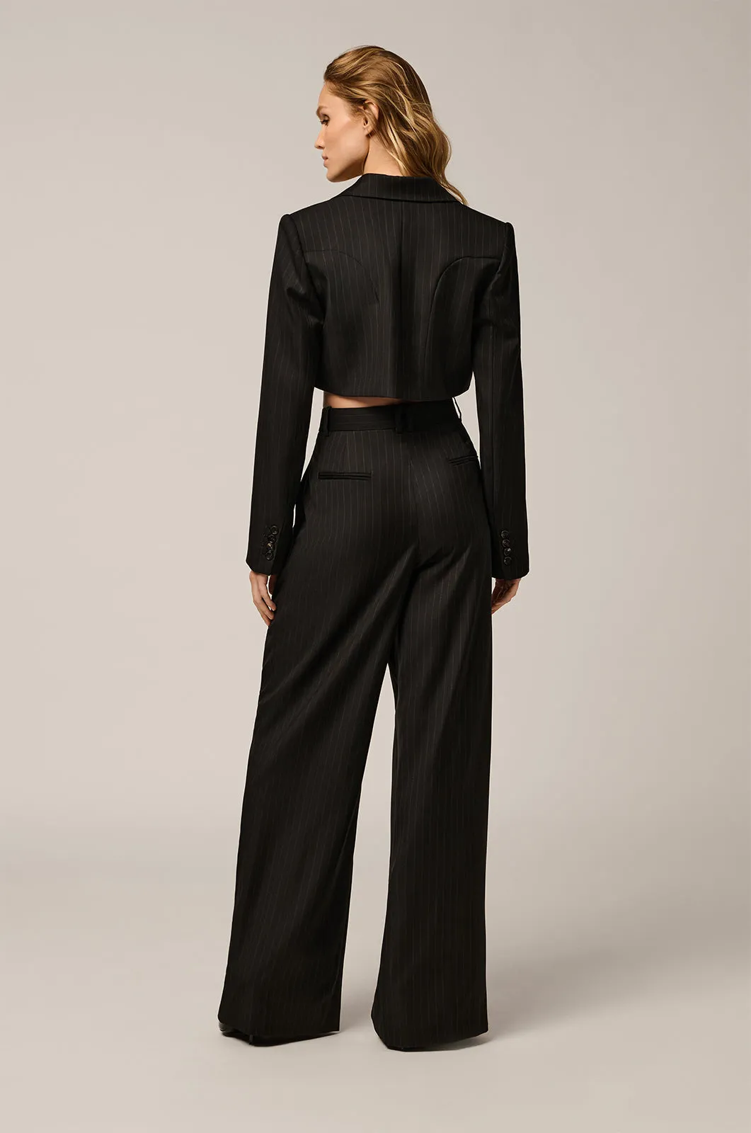 PINSTRIPE HIGH WAIST PLEATED PANT