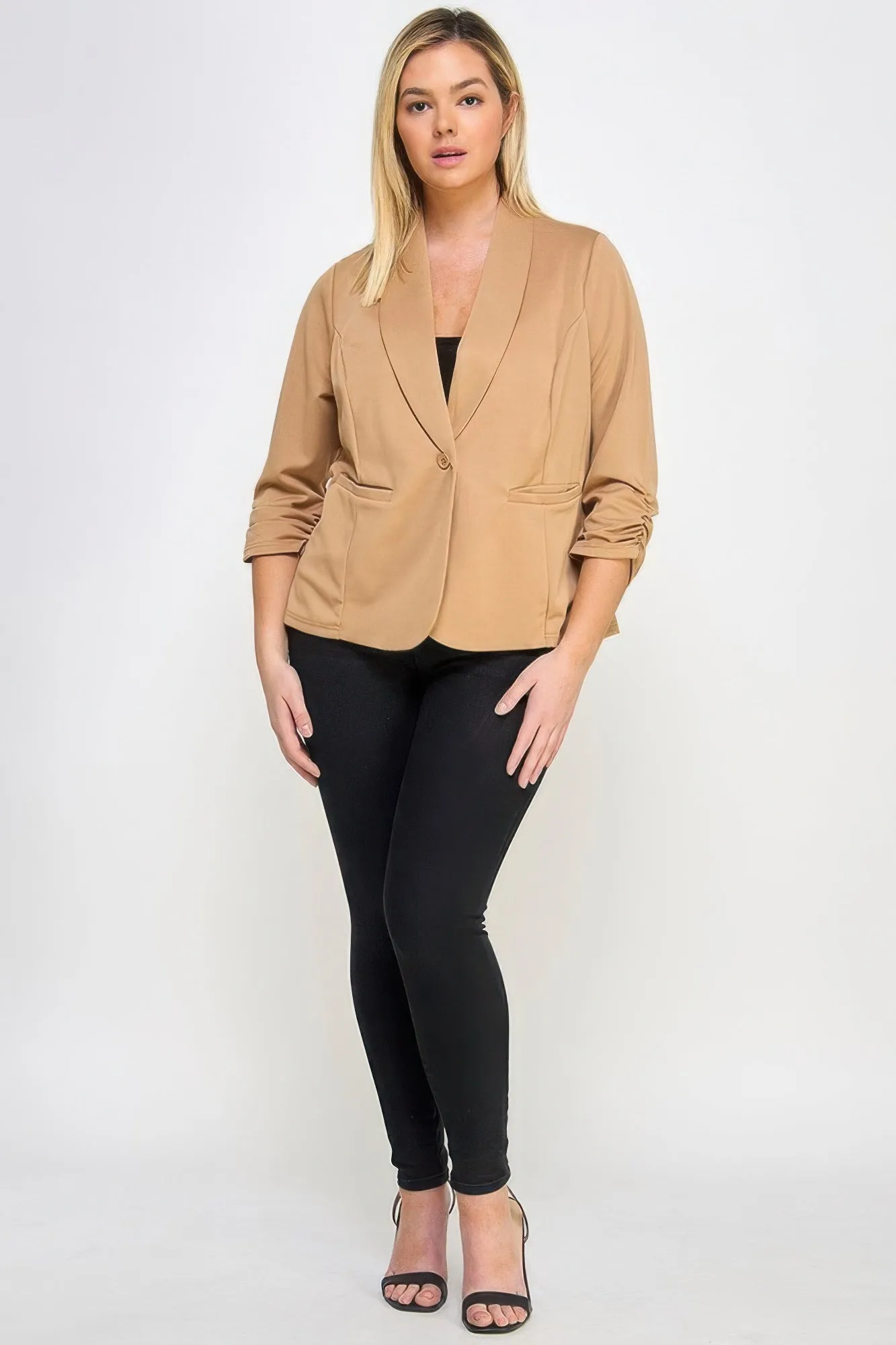 Plus Size Techno Scuba Blazer W/pockets