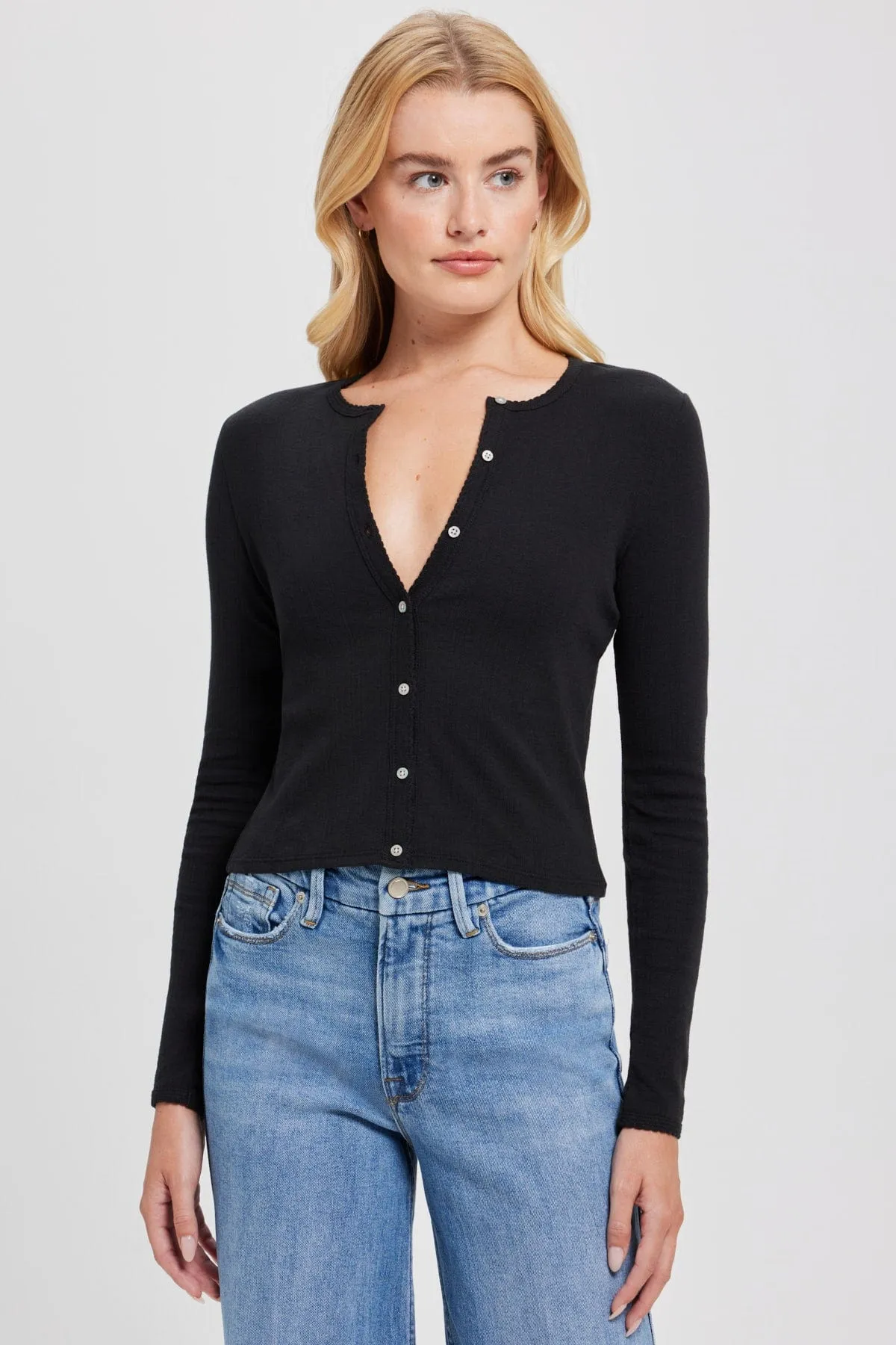 Pointelle Crop Cardigan