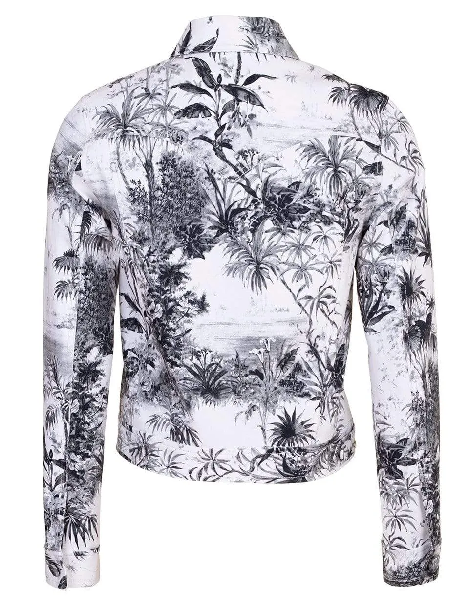 Print Twill Cropped Jacket