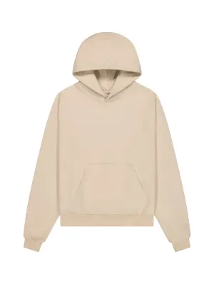 Prior Embroidery Logo Oversized Cropped Hoodie Sesame