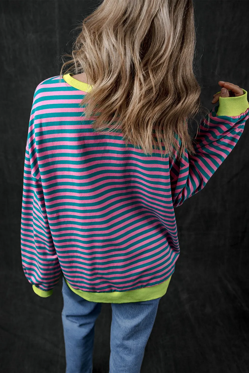 Pumpkin Striped Long Sleeve Sweatshirt