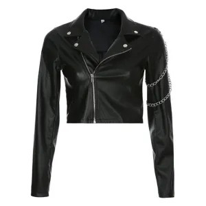 Punk Cropped Leather Jacket