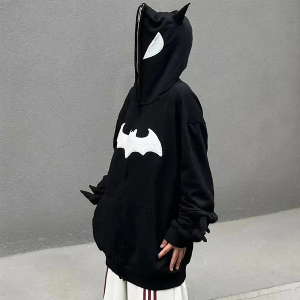 "Dark Goth Bat Embroidery" Hoodie