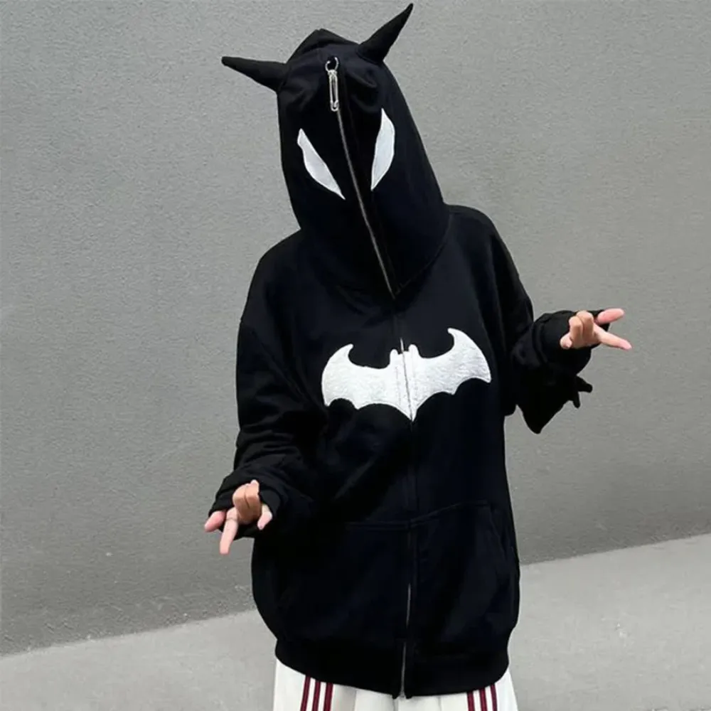 "Dark Goth Bat Embroidery" Hoodie