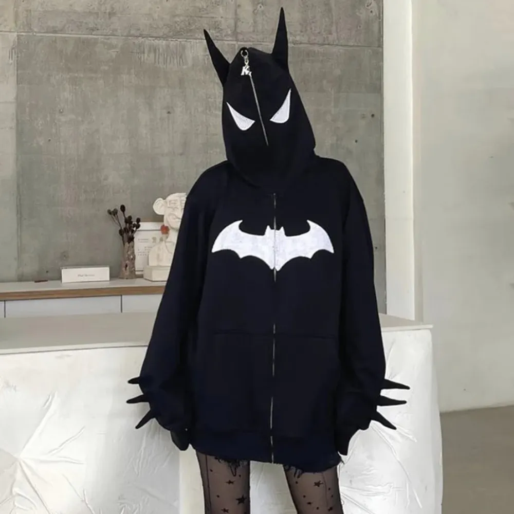 "Dark Goth Bat Embroidery" Hoodie