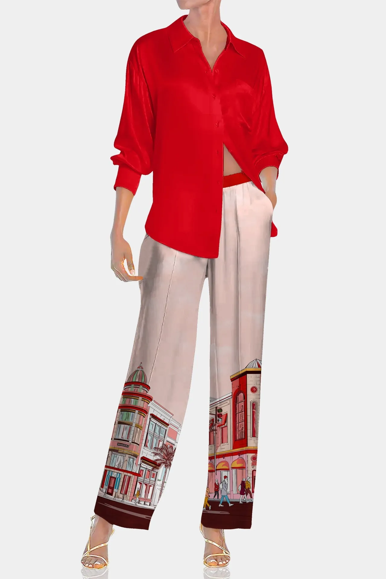 Red Silk Shirt Women