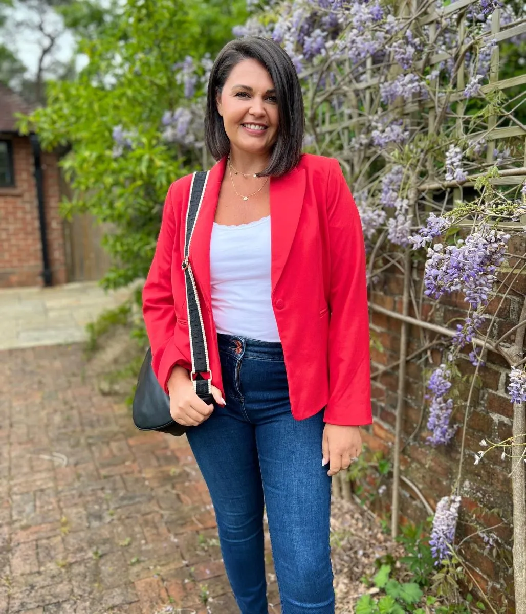 Red Single Breasted Blazer