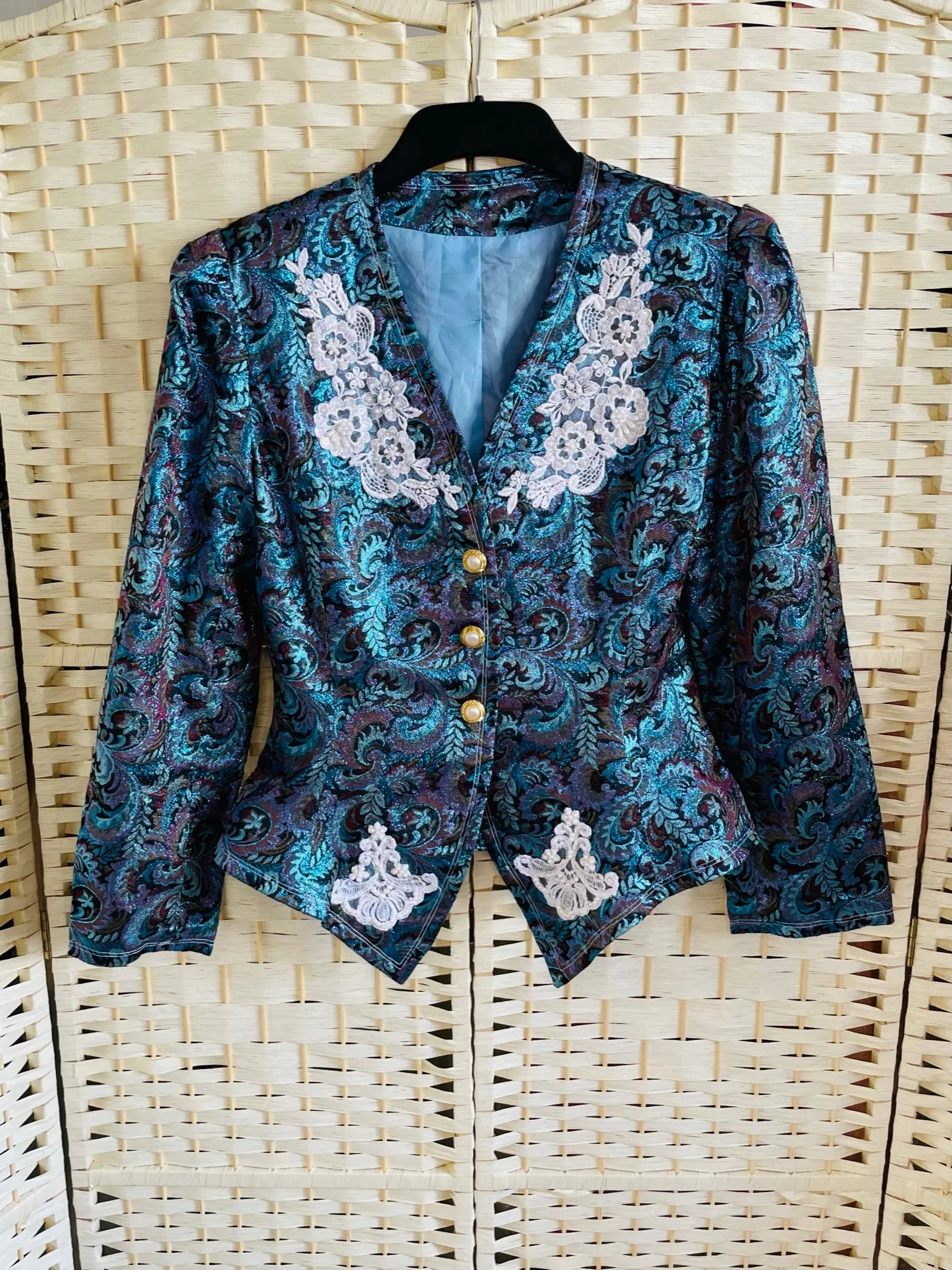 RENT Vintage Blue Jacquard Blazer Jacket