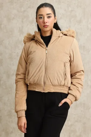 REVERSIBLE CROPPED JACKET-KHAKI