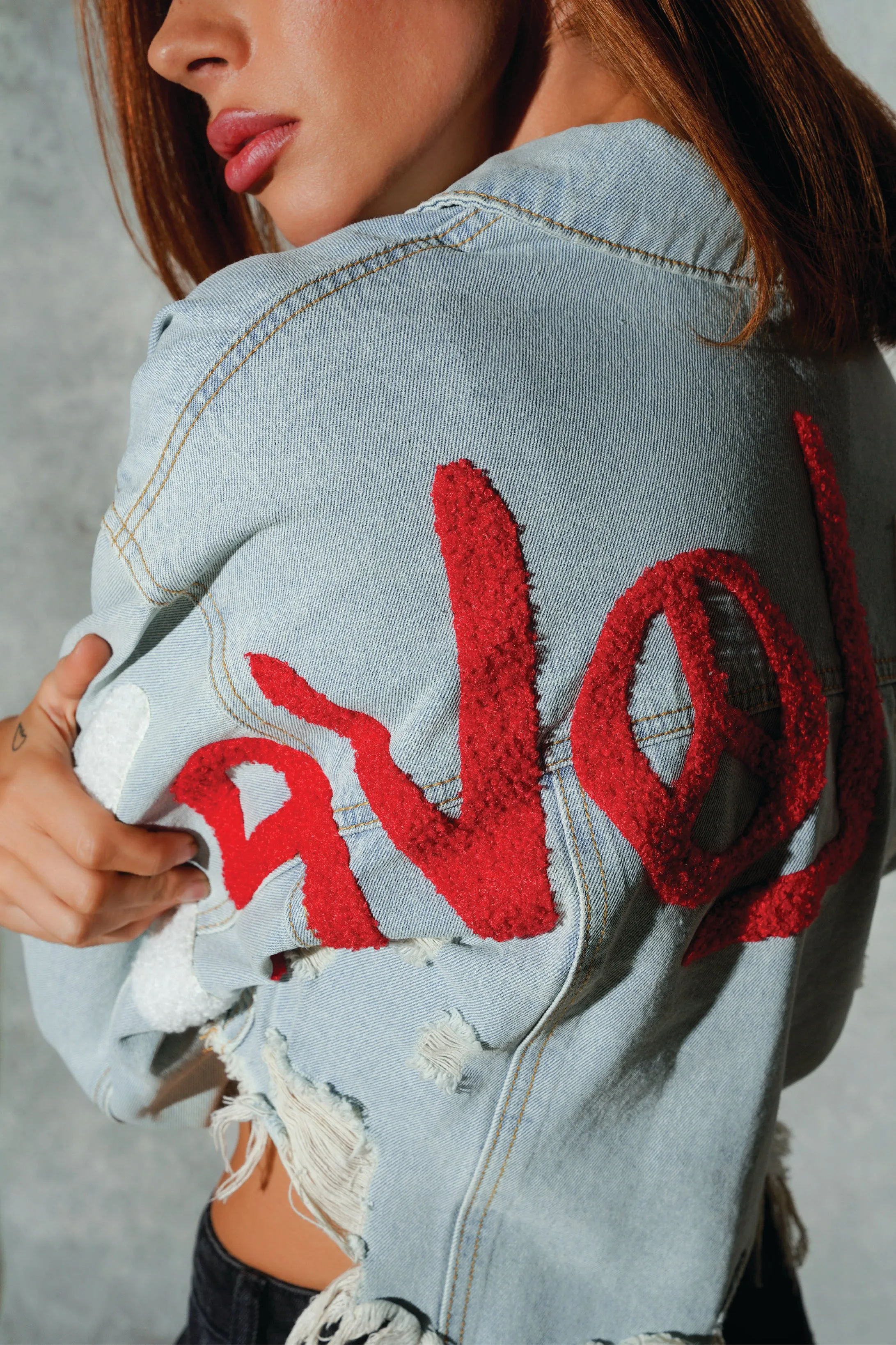 REVOLUTION OF LOVE Crop Denim Jacket