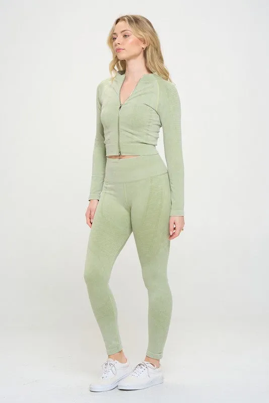 Ribbed Knit Tracksuit Two-Piece Set