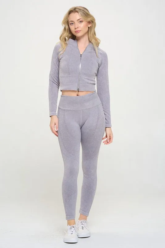 Ribbed Knit Tracksuit Two-Piece Set