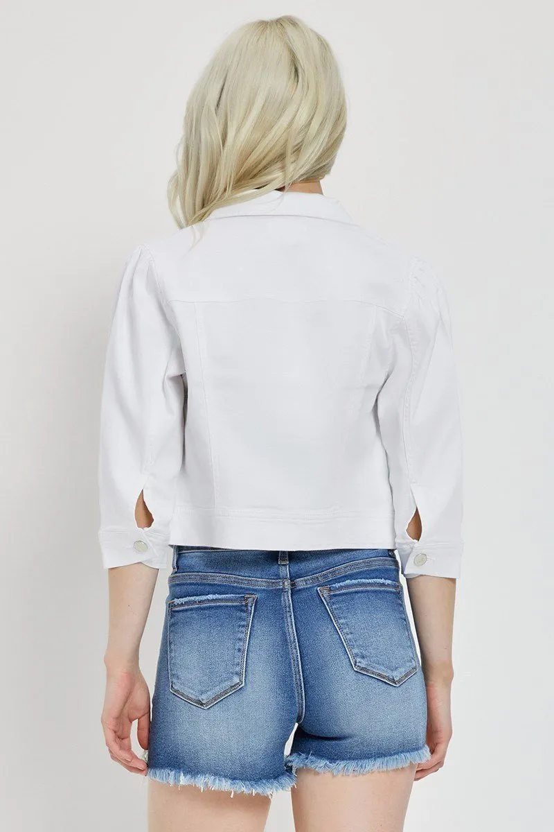 Risen Jeans White Crop Jean Denim Jacket