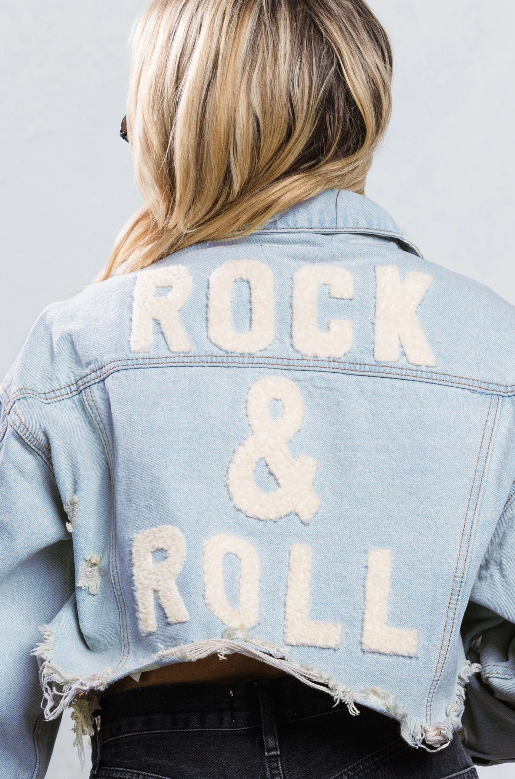 ROCK N ROLL Crop Denim Jacket