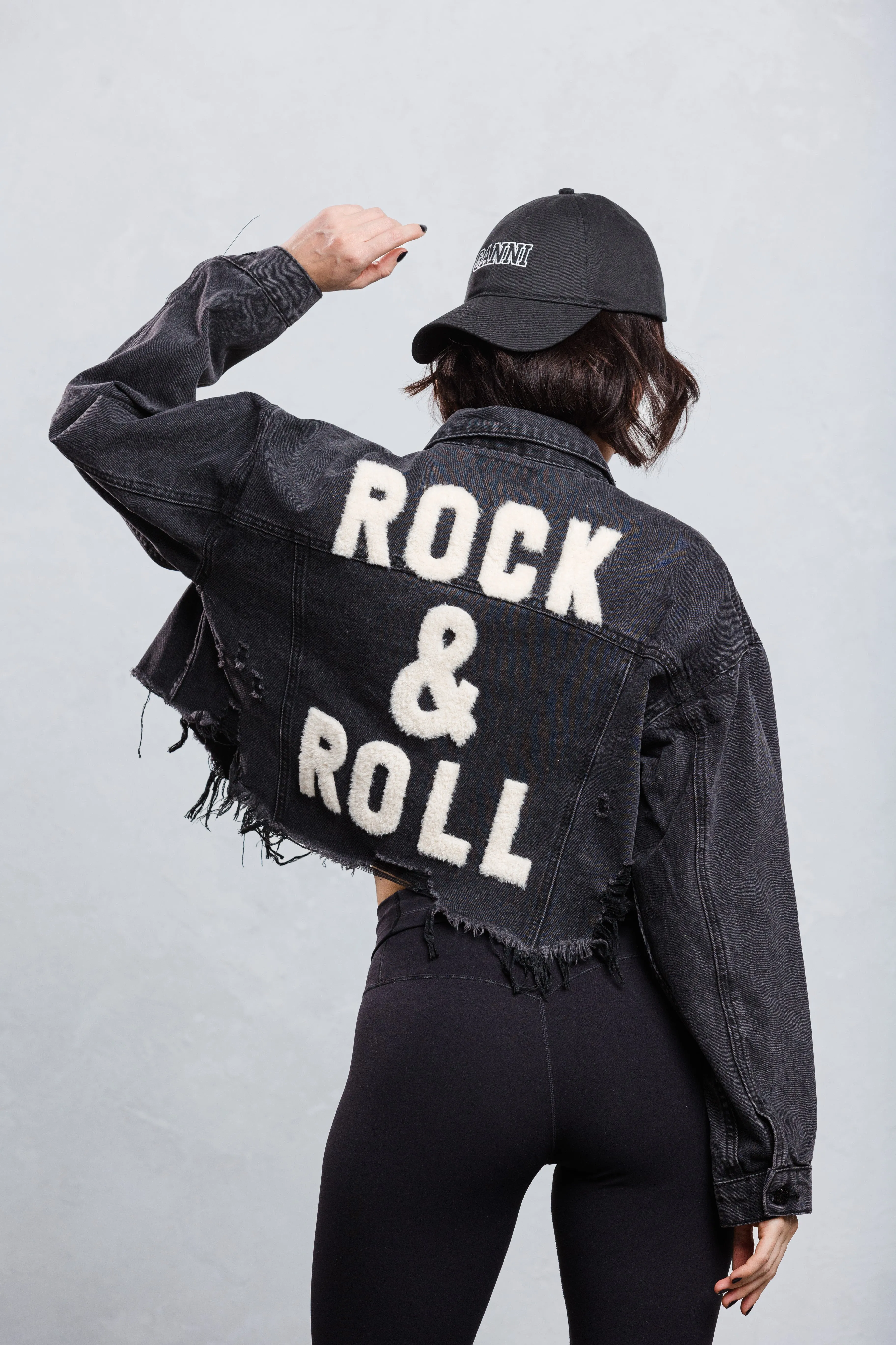 ROCK N ROLL Crop Denim Jacket