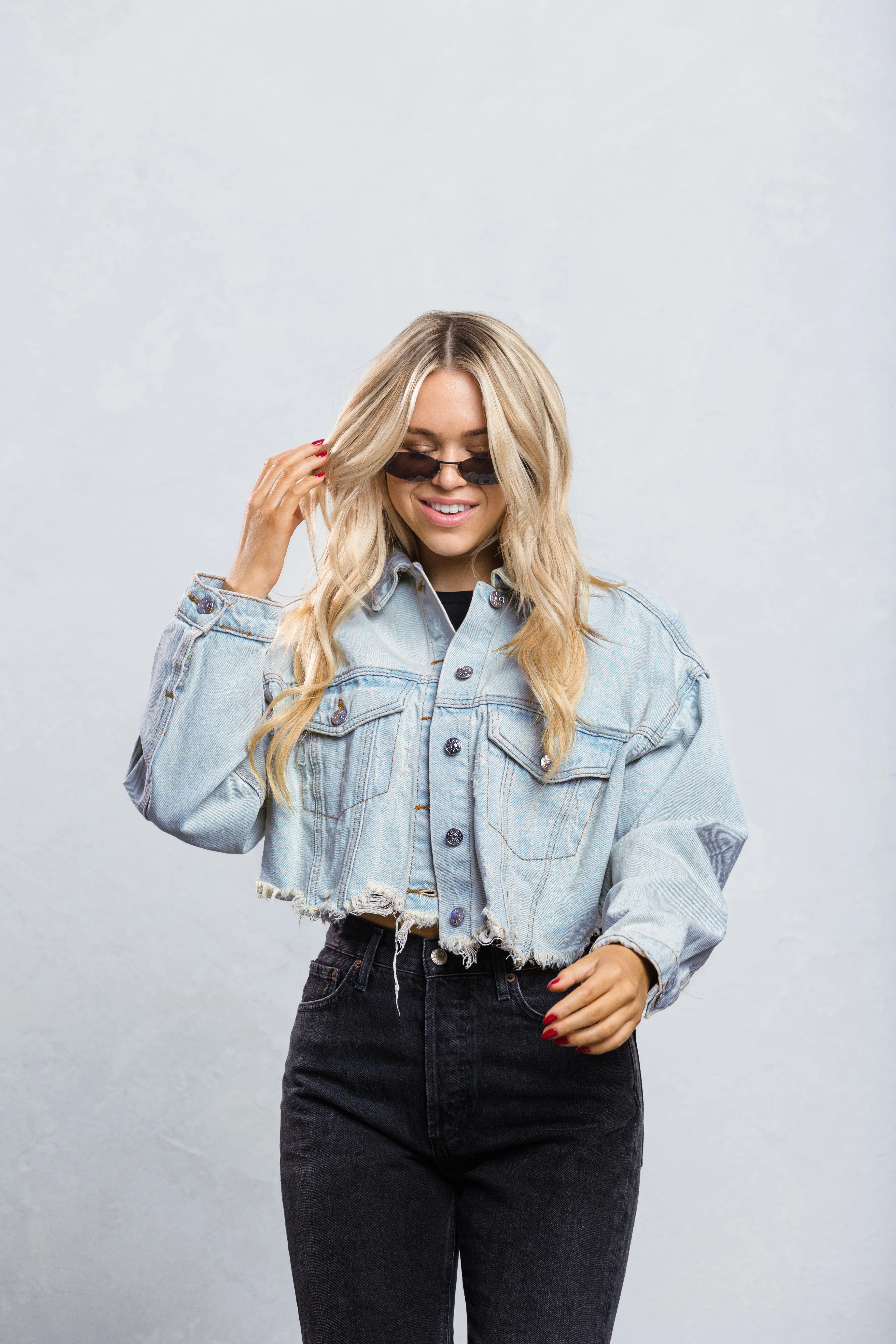 ROCK N ROLL Crop Denim Jacket