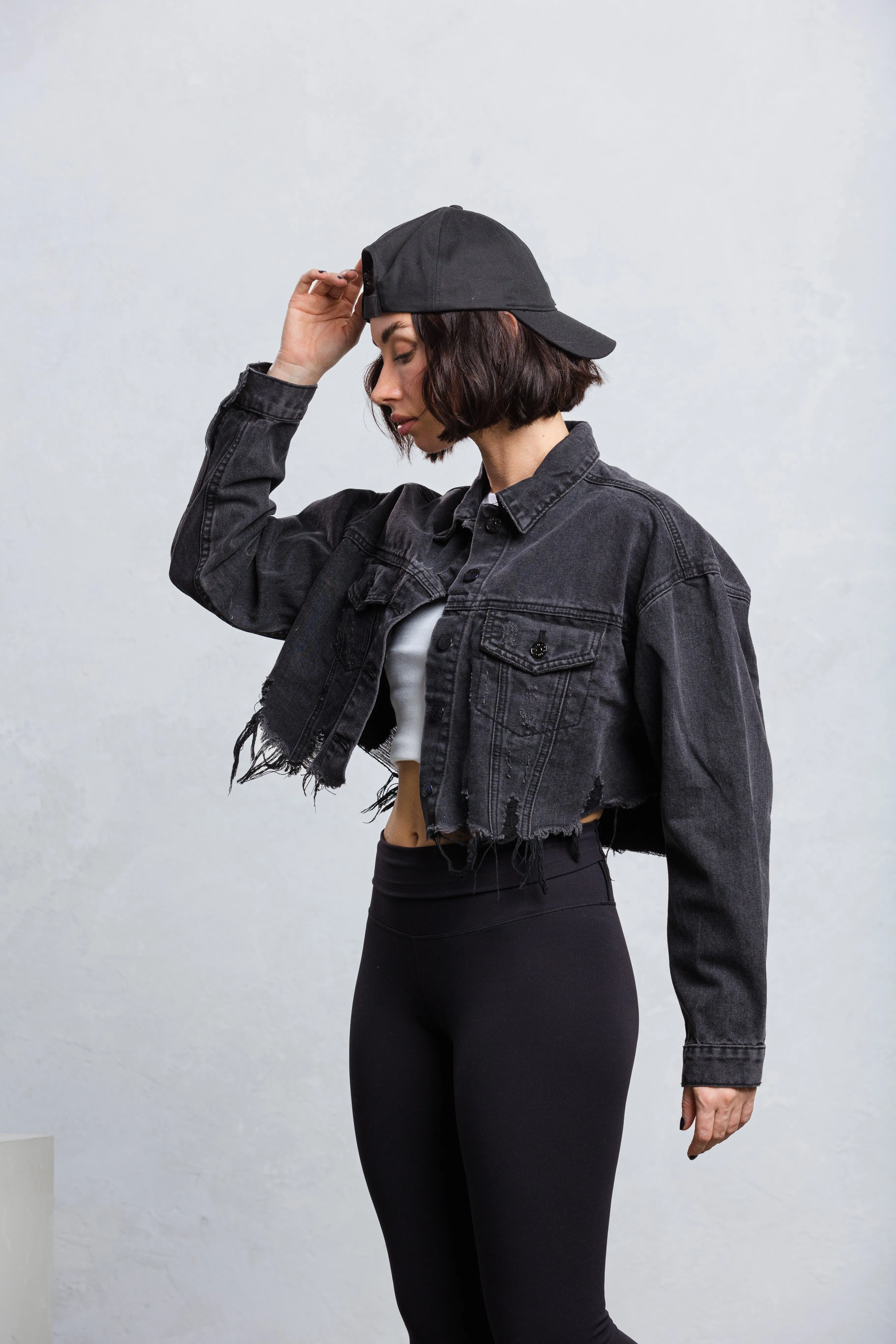 ROCK N ROLL Crop Denim Jacket