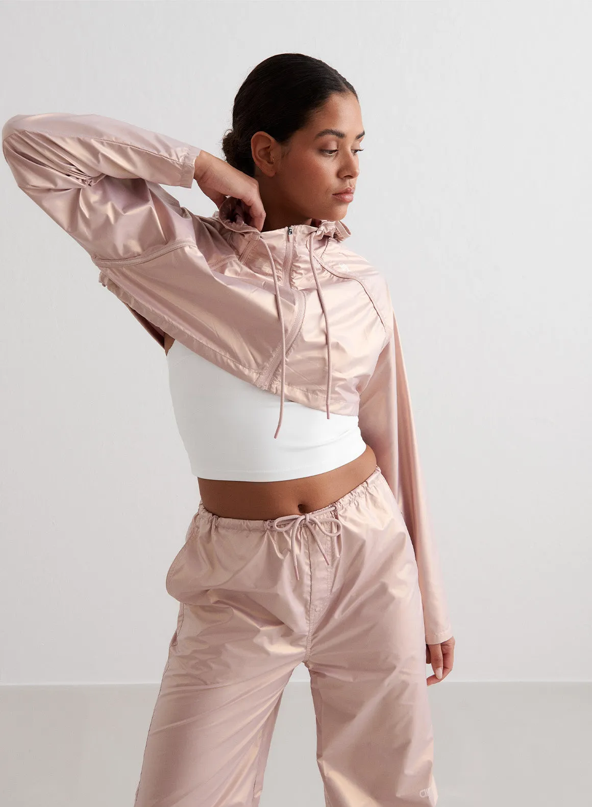 Rose Metallic Cropped Jacket