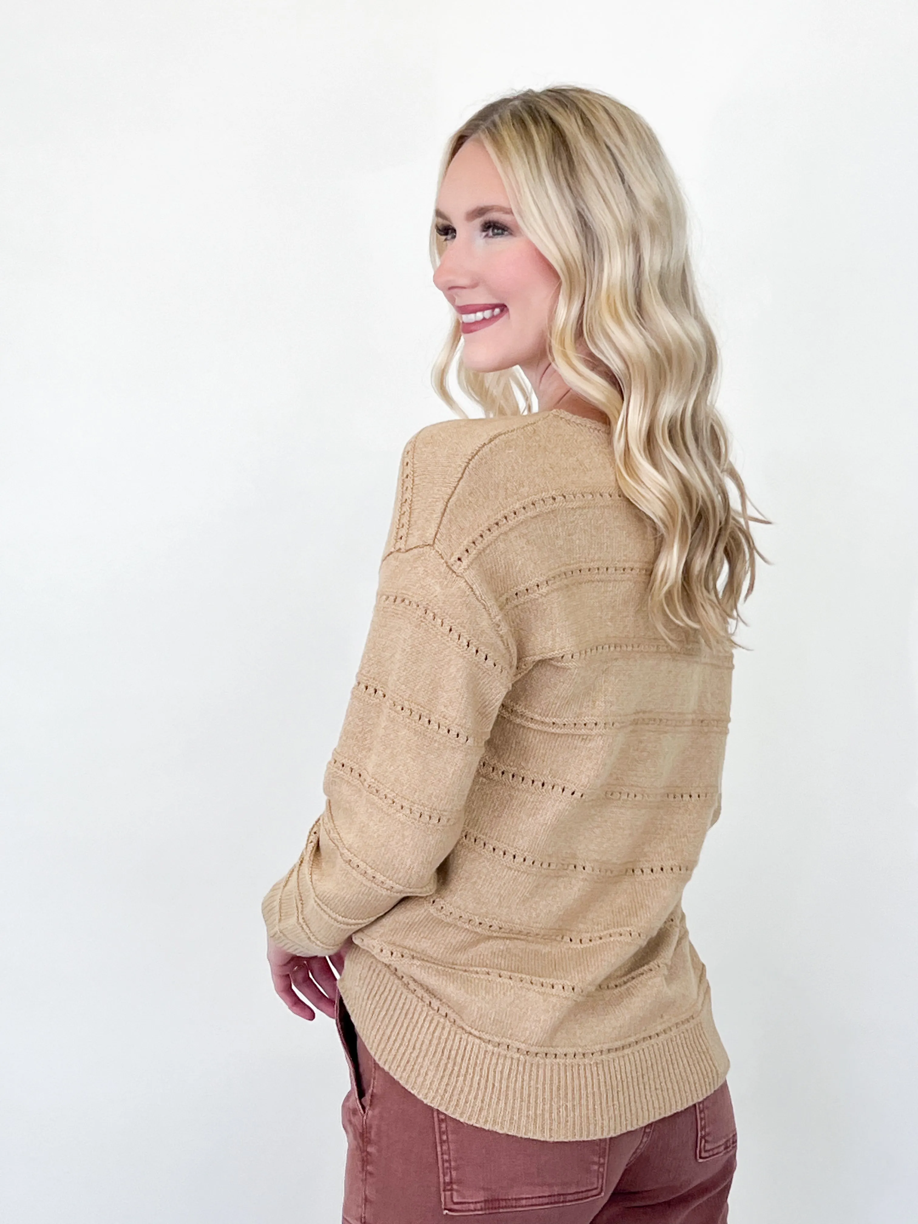 Sally - Boat Neck Drop Shoulder Sweater (Khaki)