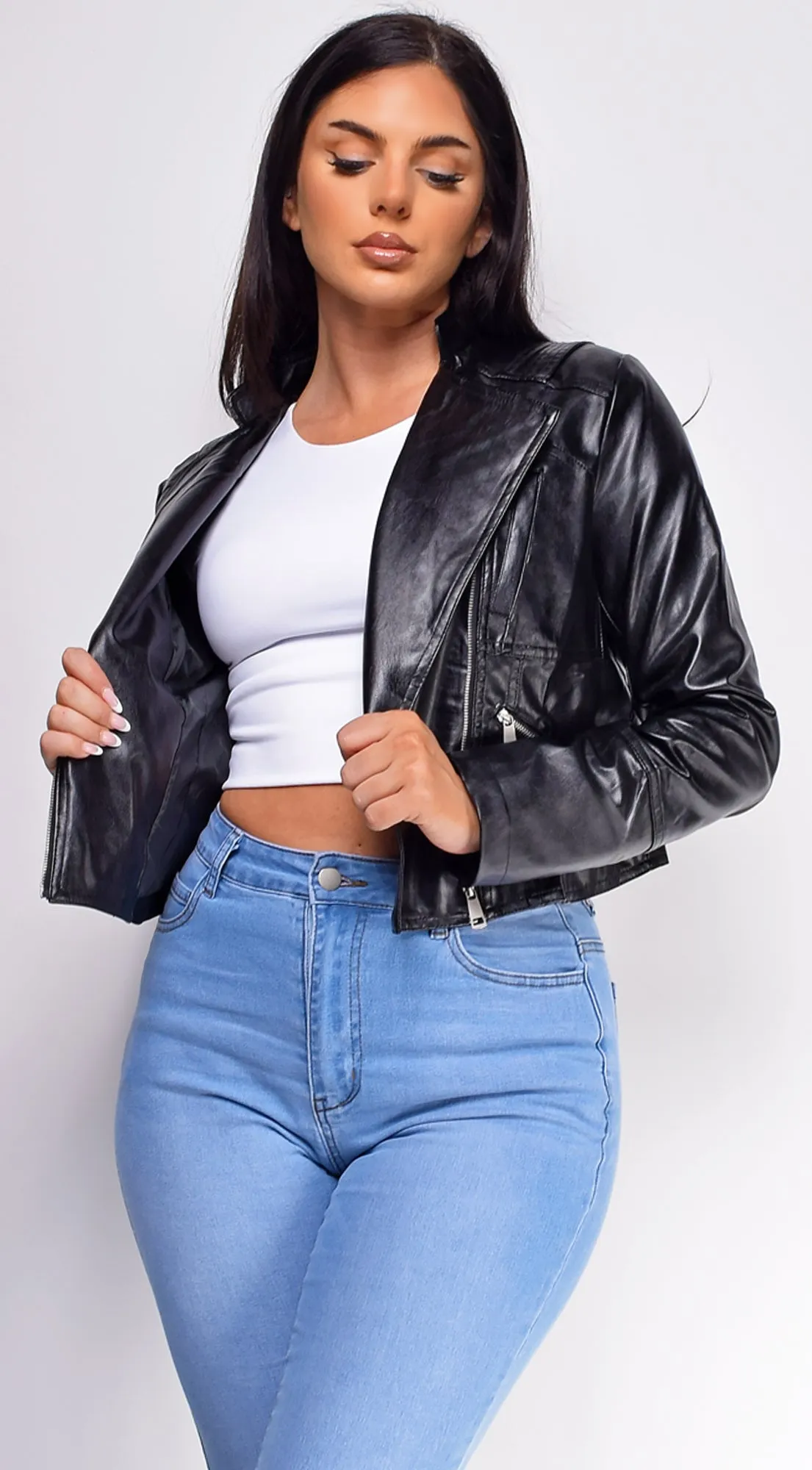 Scarlett Black Faux Leather Biker Jacket