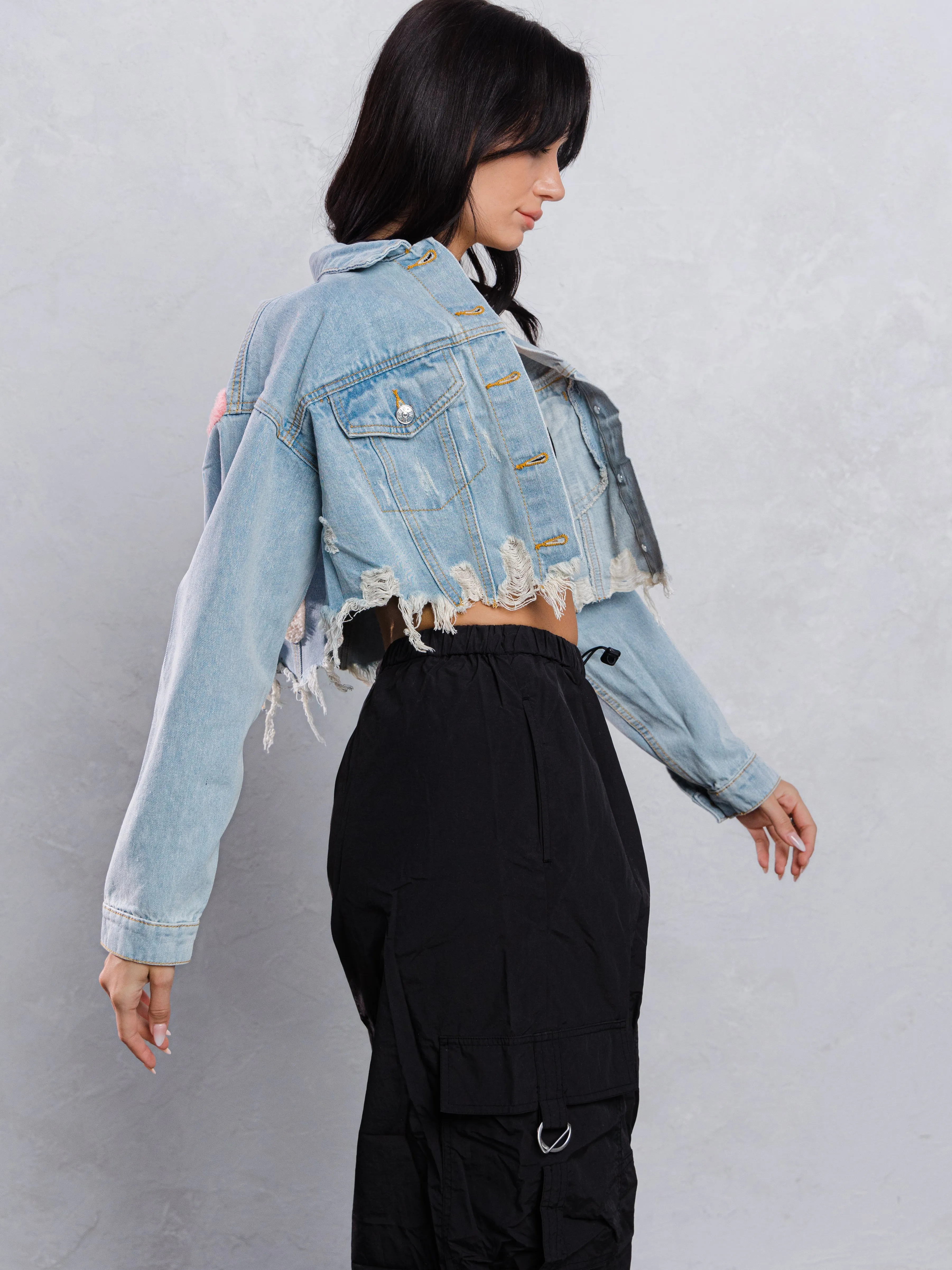 SEE GOOD IN ALL THINGS Crop Denim Jacket