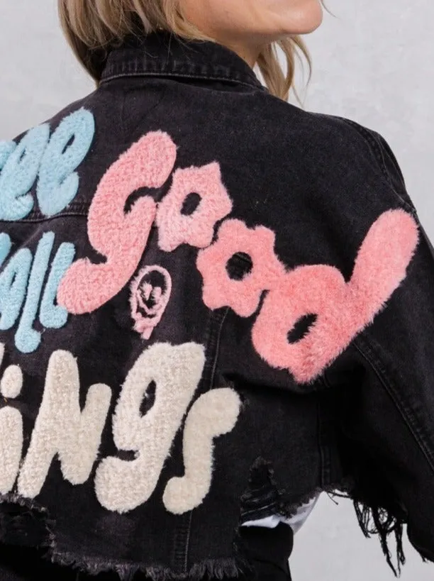 SEE GOOD IN ALL THINGS Crop Denim Jacket