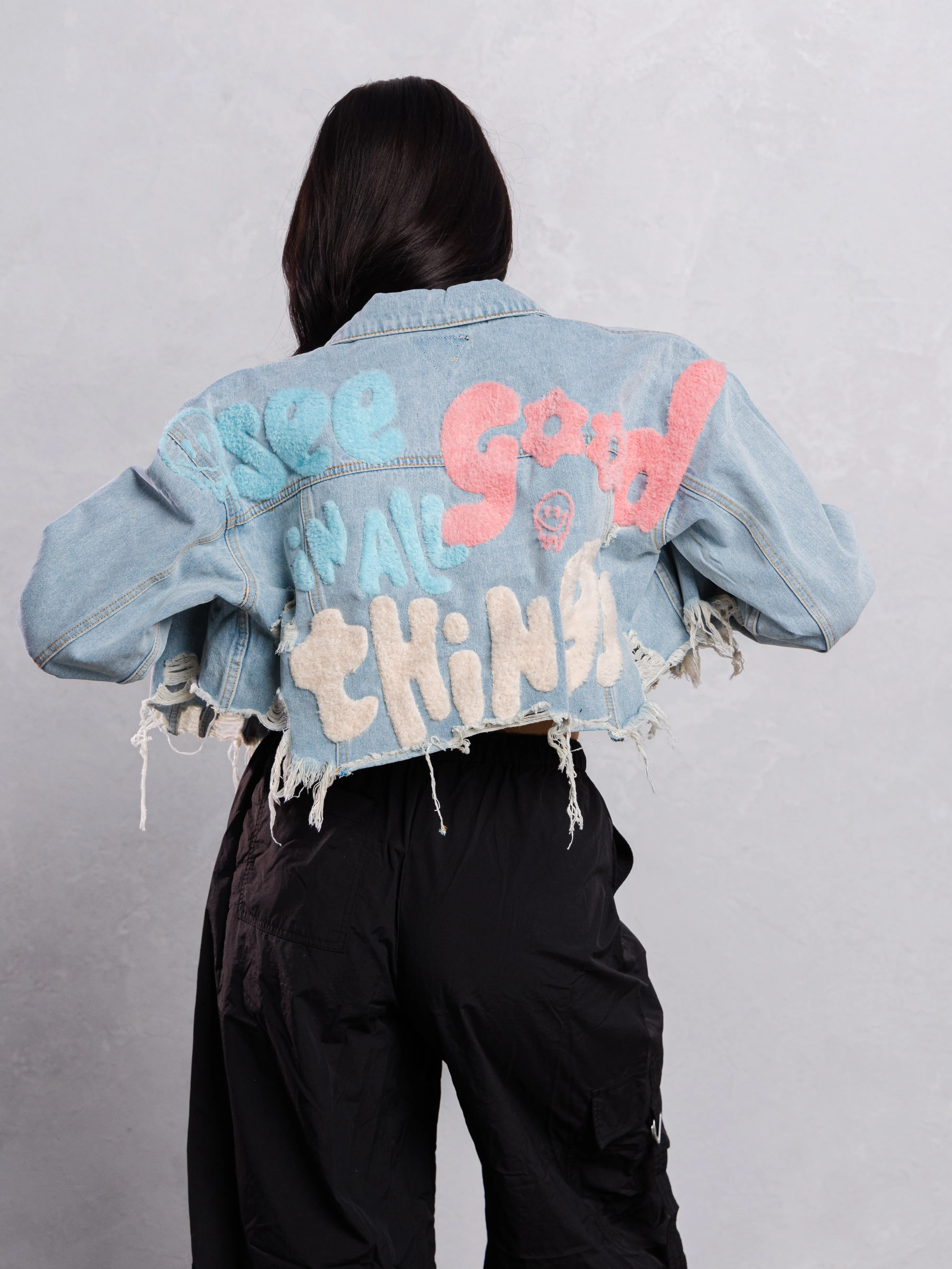 SEE GOOD IN ALL THINGS Crop Denim Jacket