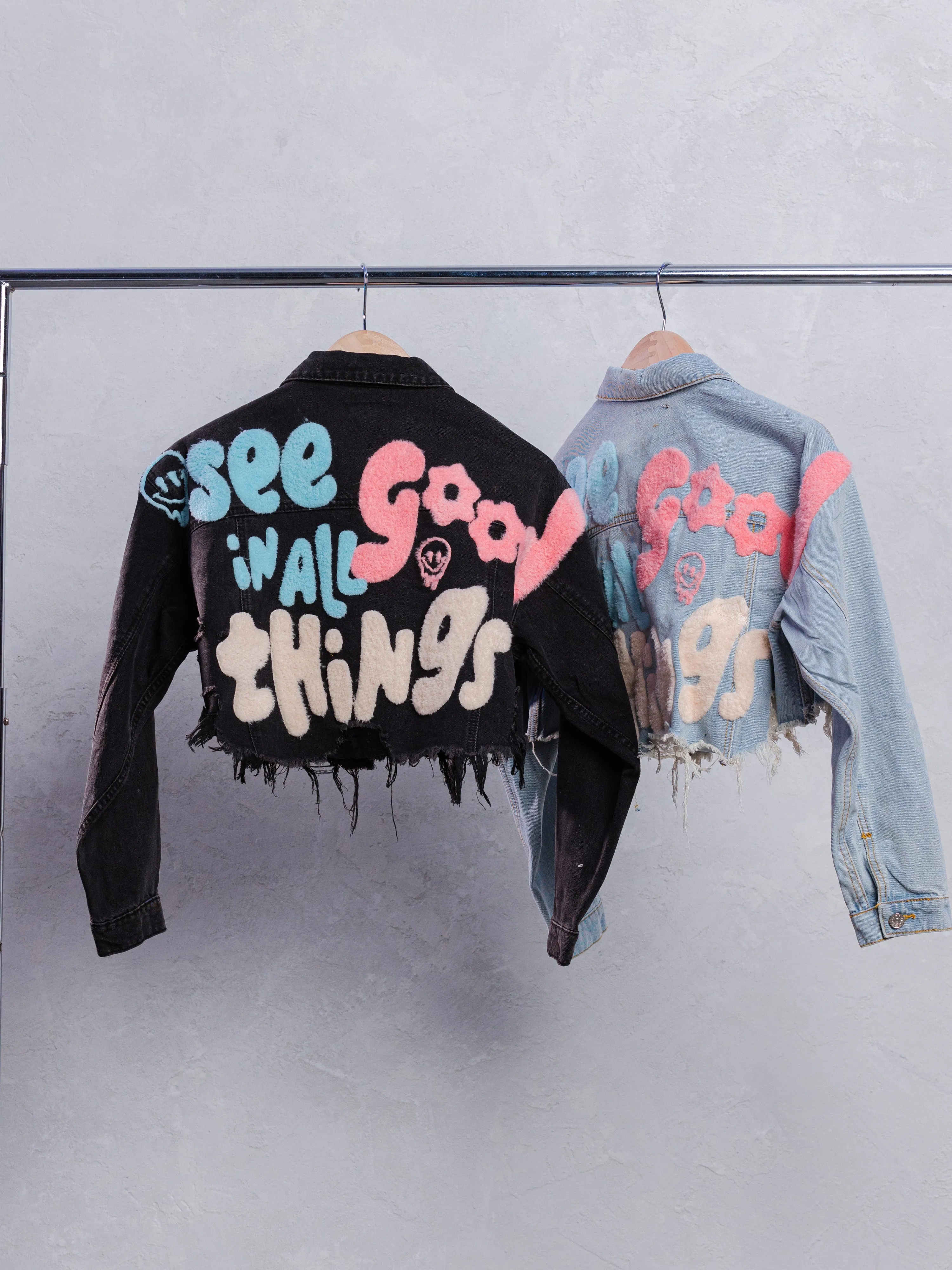 SEE GOOD IN ALL THINGS Crop Denim Jacket