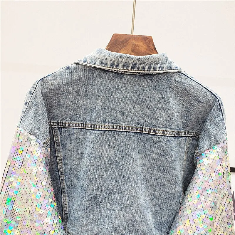 Sequin Stitching Denim Jacket