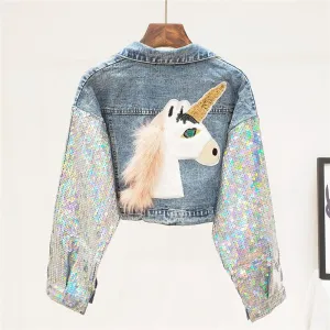 Sequin Stitching Denim Jacket