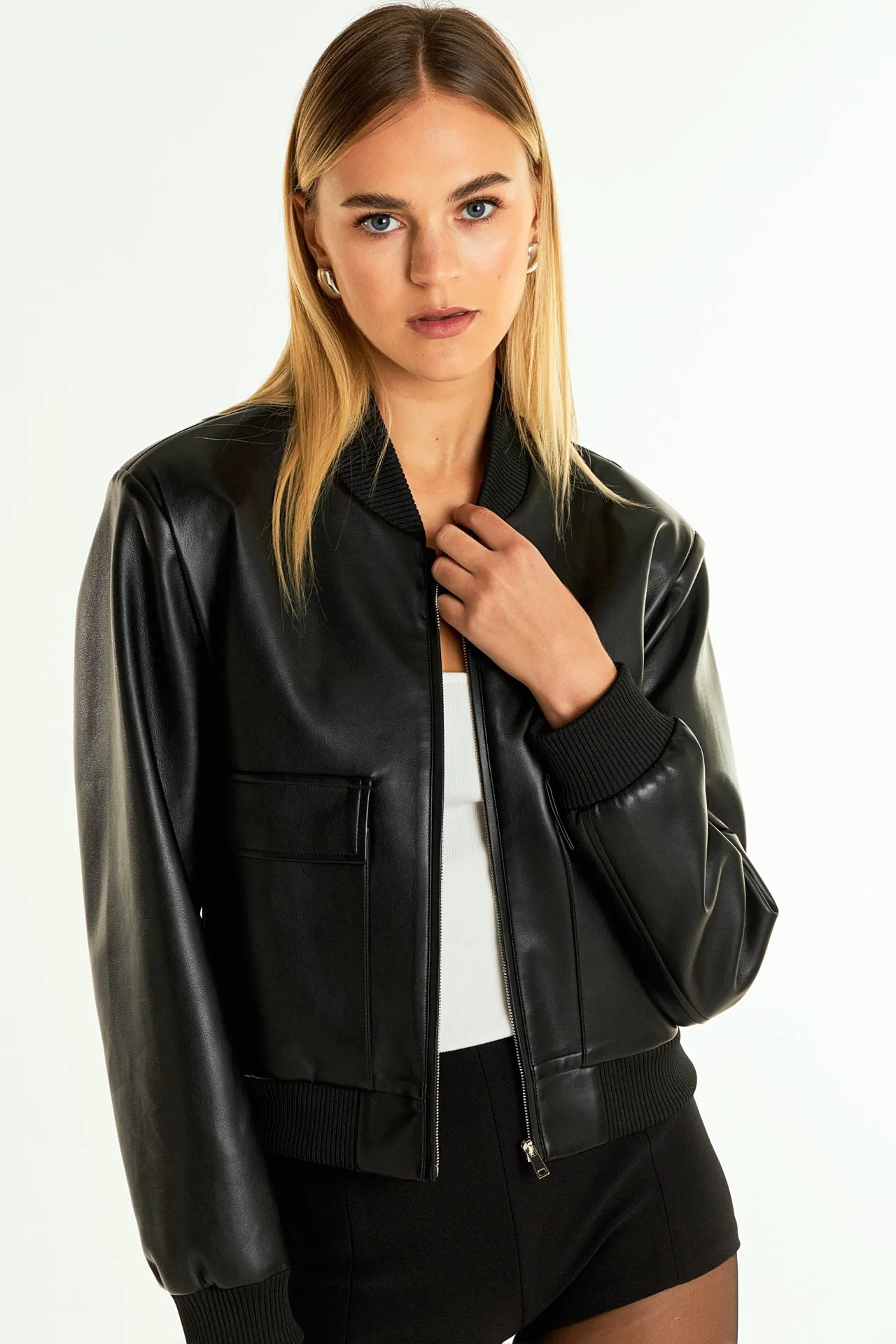 Short Pu Bomber Jacket