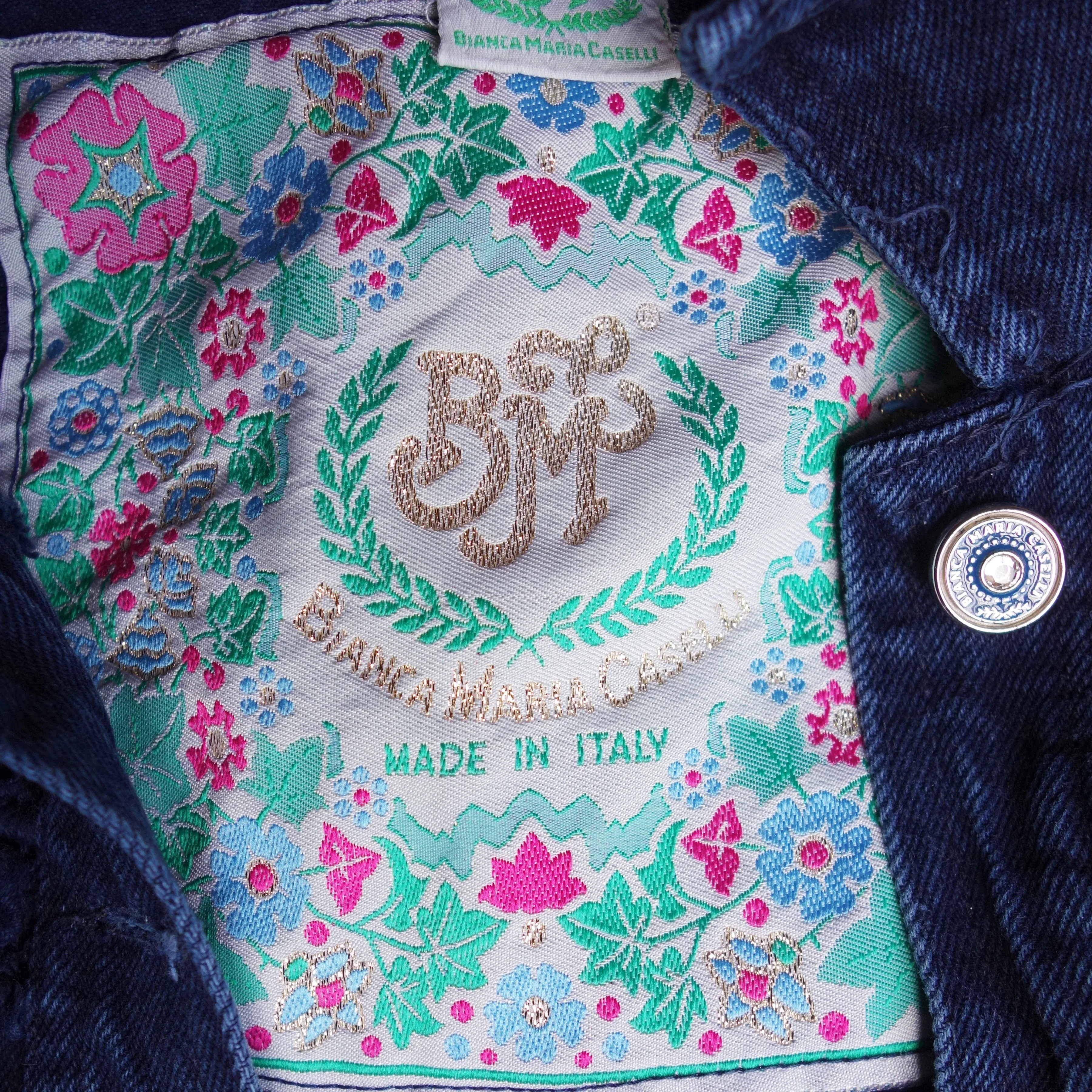 *Sparkly* 'Bianca Maria' Denim Jacket, Blue Magnolia Elephants