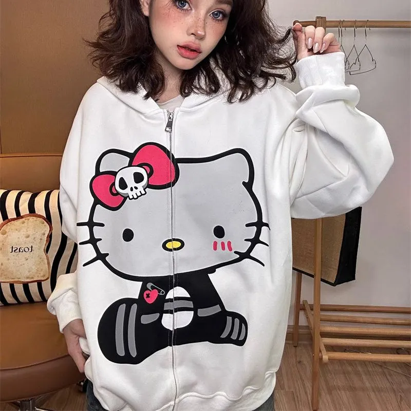 Spooky Kitty Loose Hoodie KI399