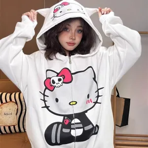 Spooky Kitty Loose Hoodie KI399