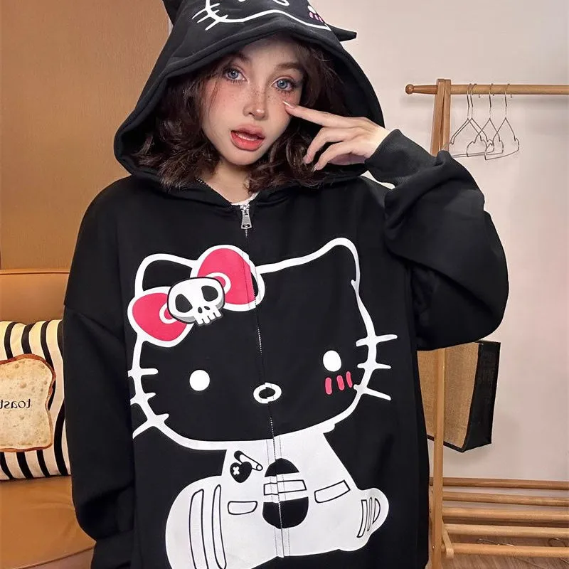 Spooky Kitty Loose Hoodie KI399