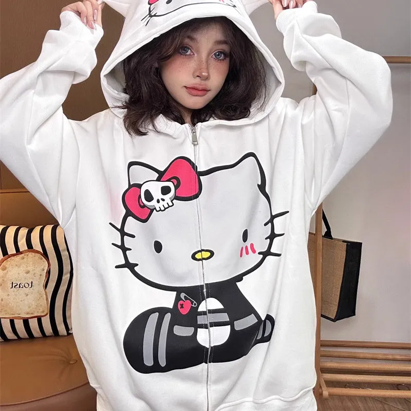 Spooky Kitty Loose Hoodie KI399