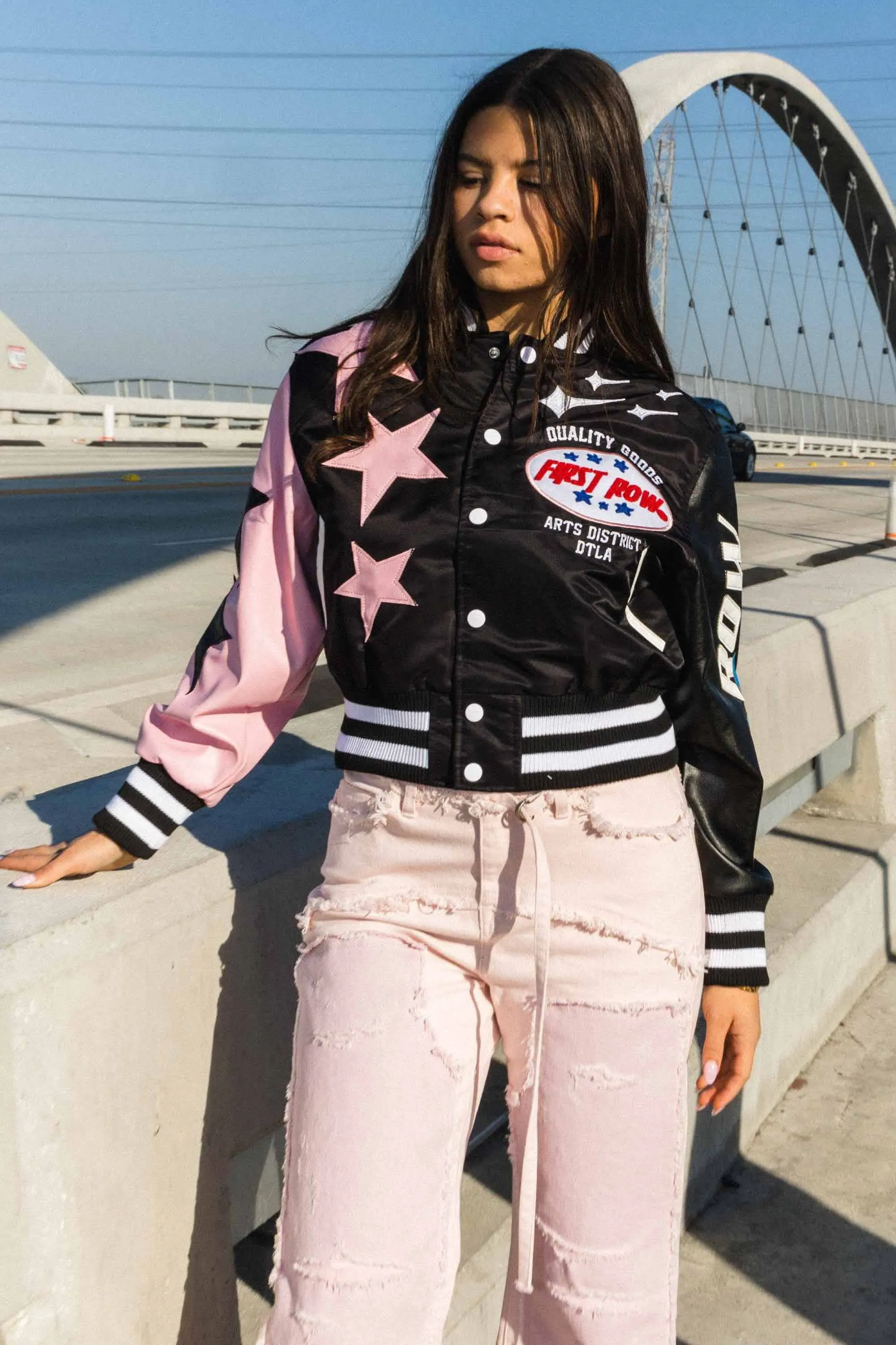 STARS VARSITY JACKET: Black