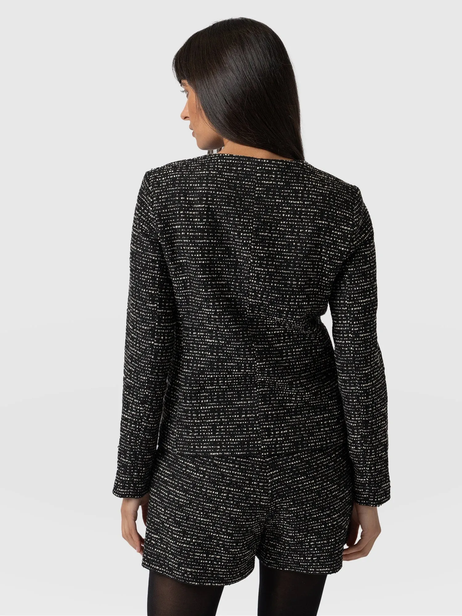 Sutton Asymmetric Jacket - Monochrome Bouclé