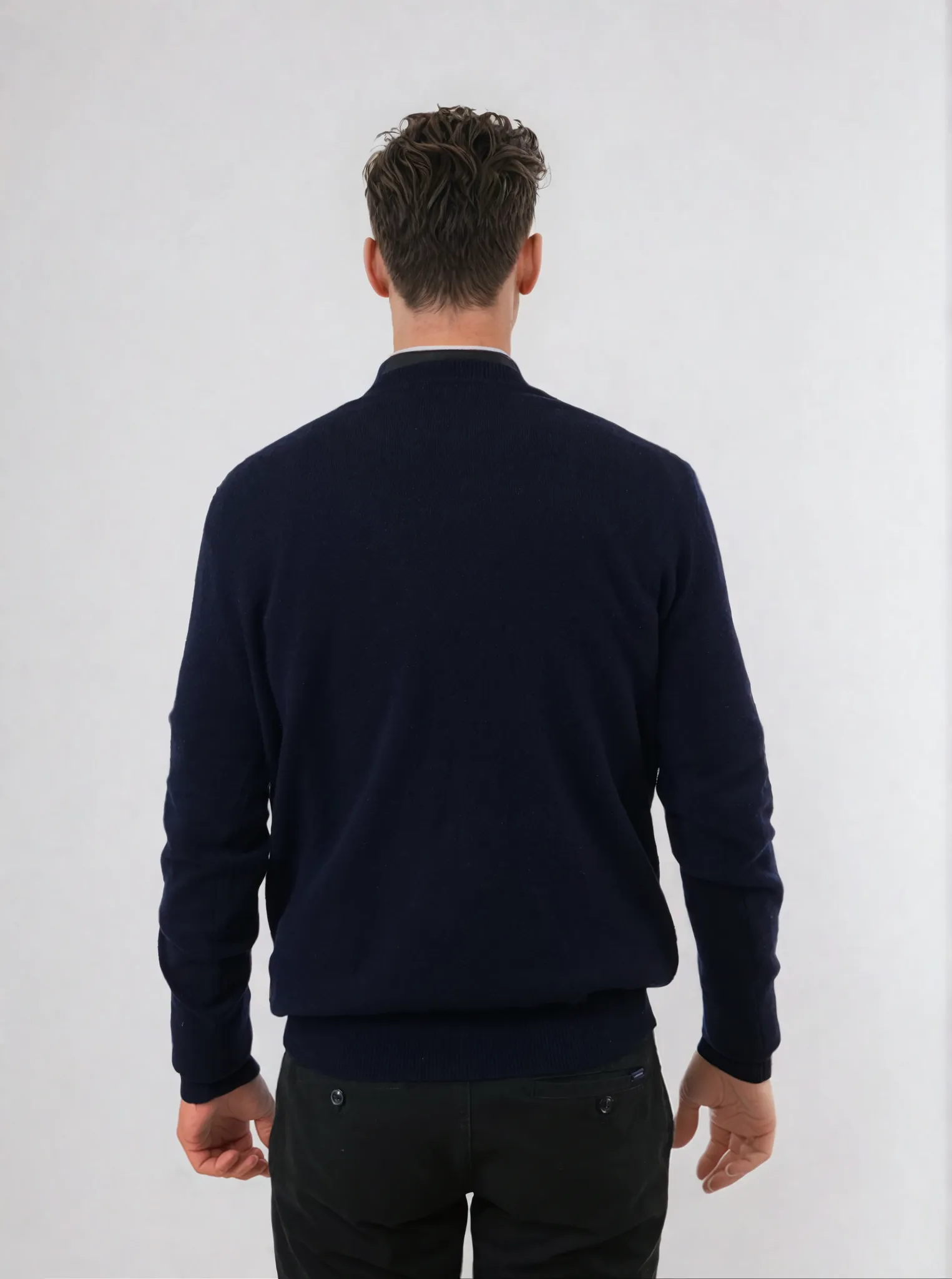 SY-1567 Mens Sweater - 100% Pure Cashmere - Men - Dark Blue