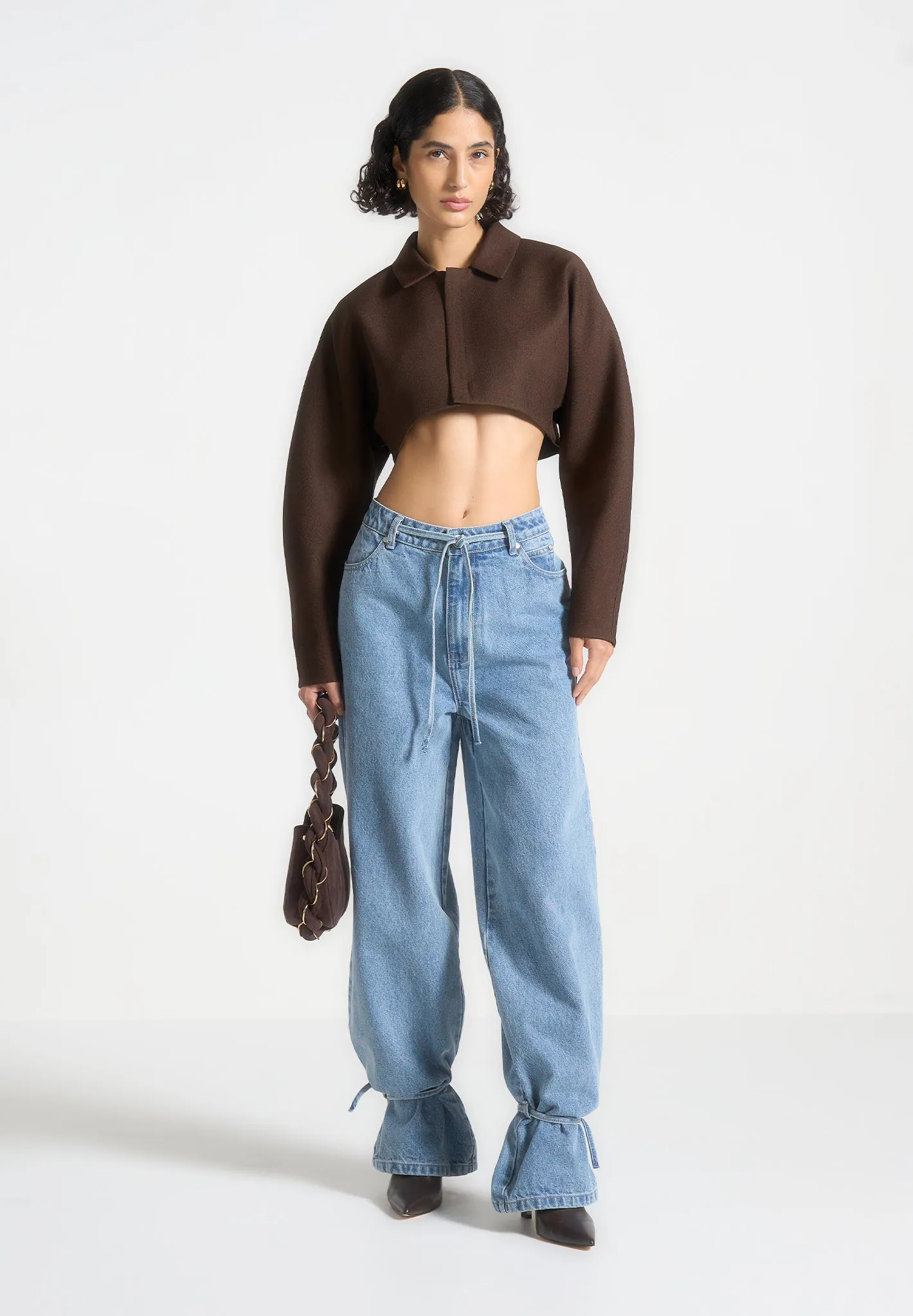 Tailored Super Cropped Jacket - Brown