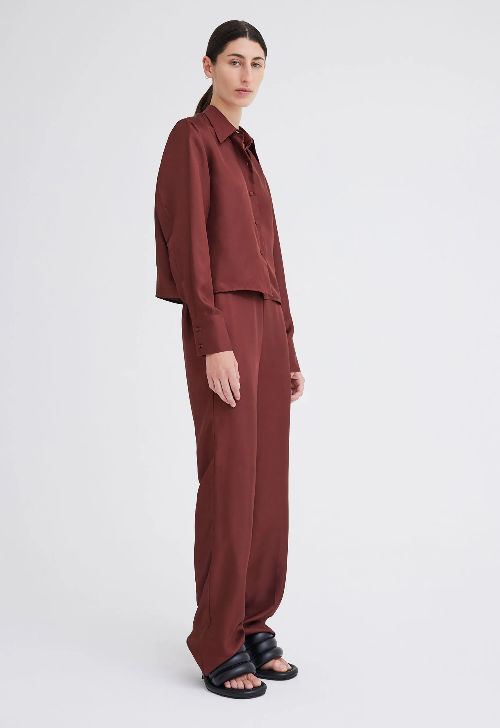 Talo Silk Shirt in Burbank Red