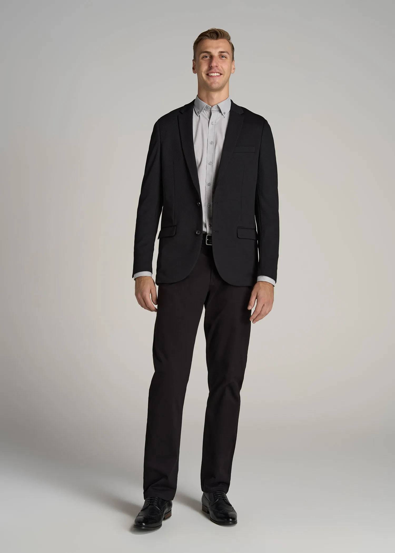 Textured Blazer for Tall Men in Black