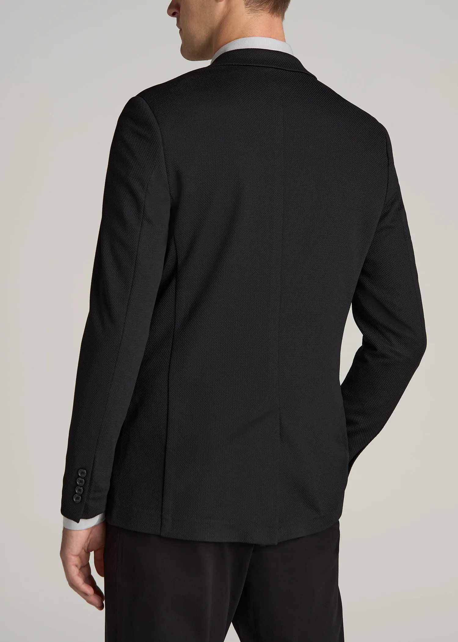 Textured Blazer for Tall Men in Black