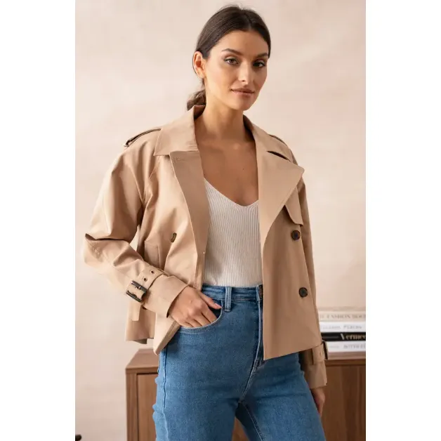 The Amsterdam Camel Cropped Trench Jacket