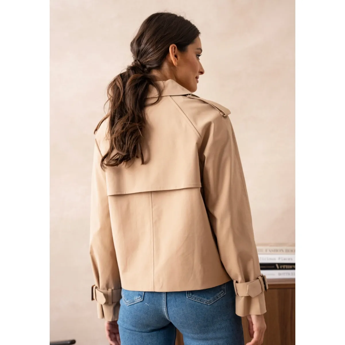 The Amsterdam Camel Cropped Trench Jacket