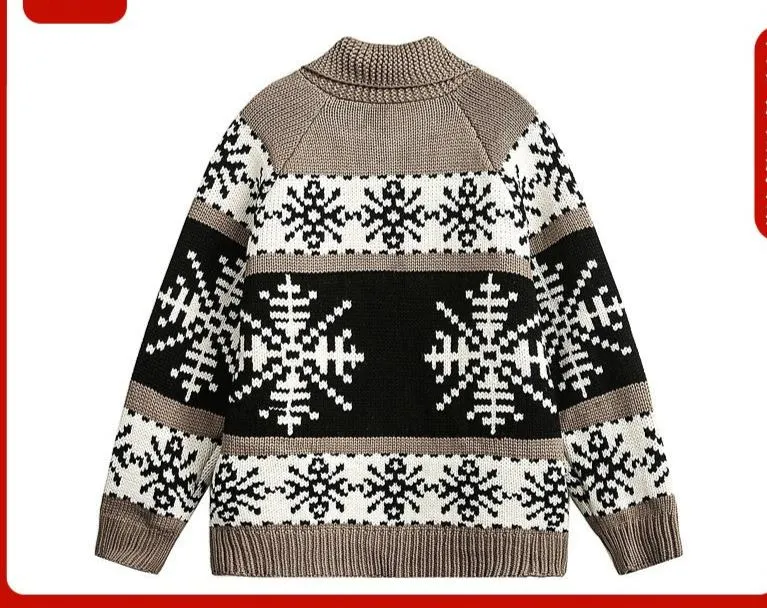 Thick line unisex heavy-weight cardigan sweater men's autumn and winter warm knitted sweater zipper jacket